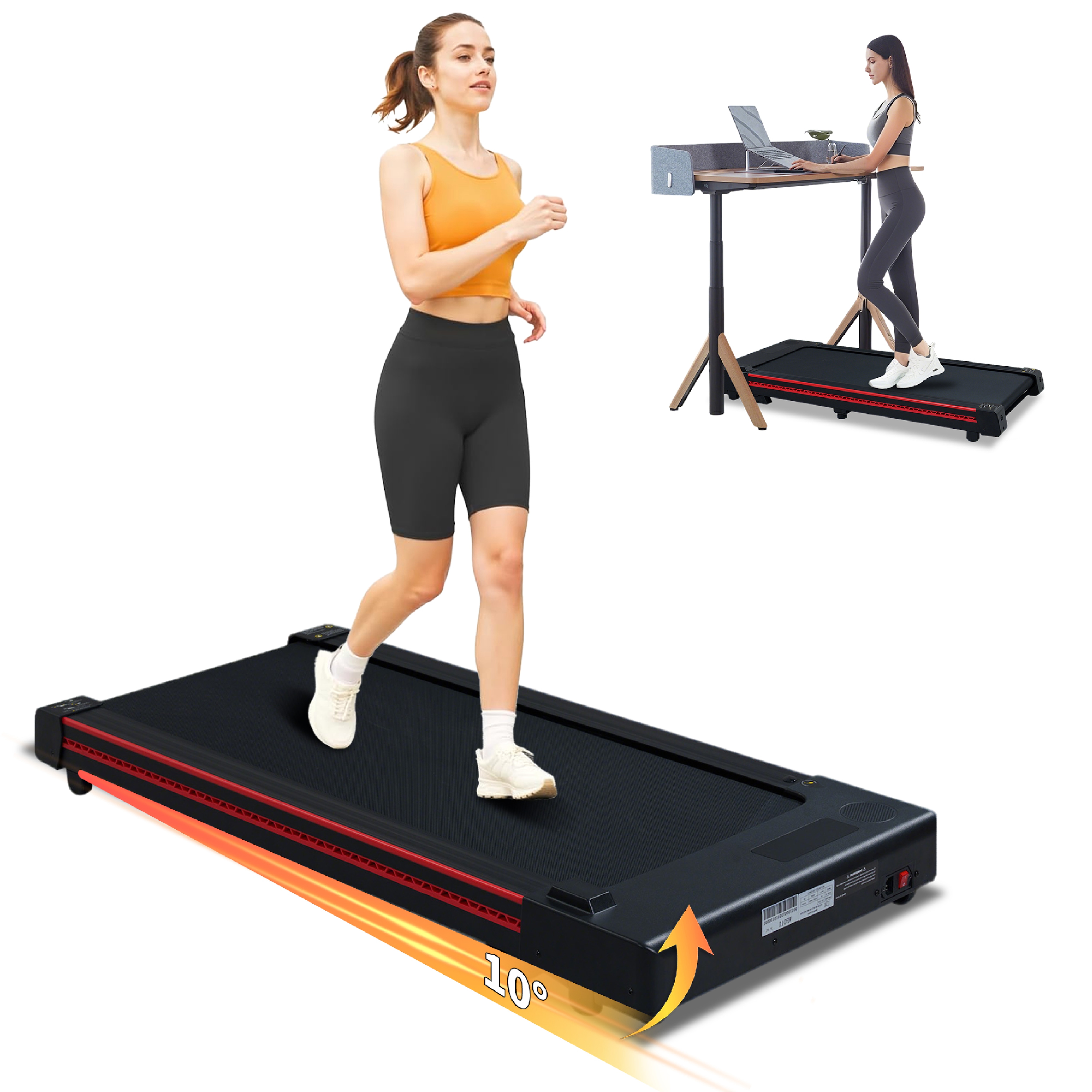 Walking Pad Treadmill With 10° Incline, Remote Control 3HP Portable Compact Treadmills For Home Office, Treadmill 264 Lb Capacity, LED Display_voghion.com